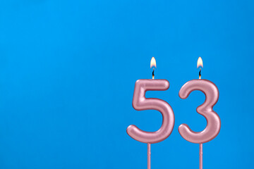 Candle number 53 - Birthday in blues foamy background