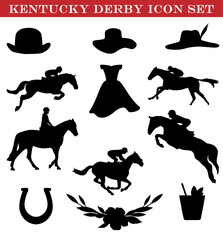 Kentucky Derby Horse Race Jockey Icon Sheet - obrazy, fototapety, plakaty