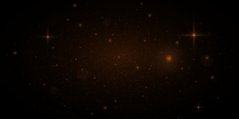 Shiny particle effect. Vector sparkles on a black background. Christmas light effect. Shiny magical dust particles. Sparks of dust and stars shine with a special light.