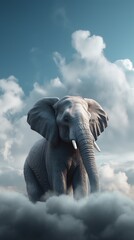 Fototapeta na wymiar Elephant in the clouds. Conceptual image. generative ai