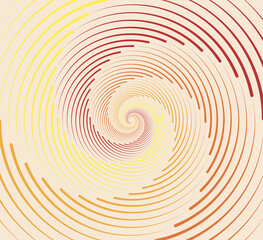 Abstract yellow monochrome background with lines swirl in a spiral pattern. Summer flat style design template for banner, flyer, wallpaper, brochure, greeting card. Vector illustration