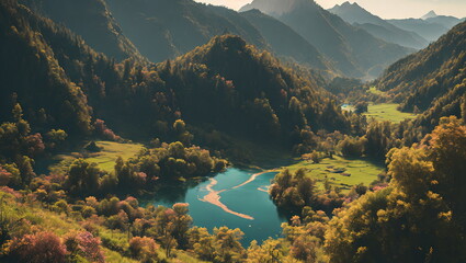 Enchanted Hours: Countryside Landscapes in Autumn and Spring - Generated AI