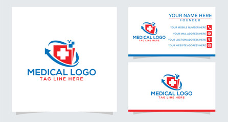 Minimalist elegant line art medical logo. You can find the medical plus icon in the middle place.
