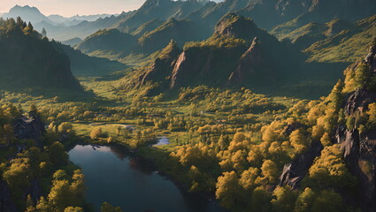 Enchanted Hours: Countryside Landscapes in Autumn and Spring - Generated AI