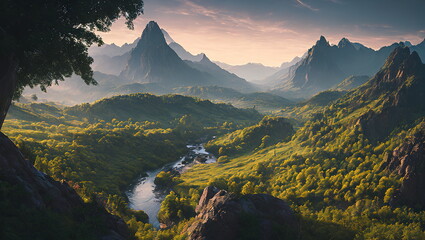 Enchanted Hours: Countryside Landscapes in Autumn and Spring - Generated AI