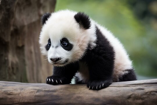 baby panda, playing. Generative AI