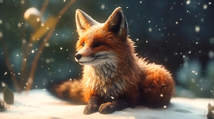 The charming fox in snow