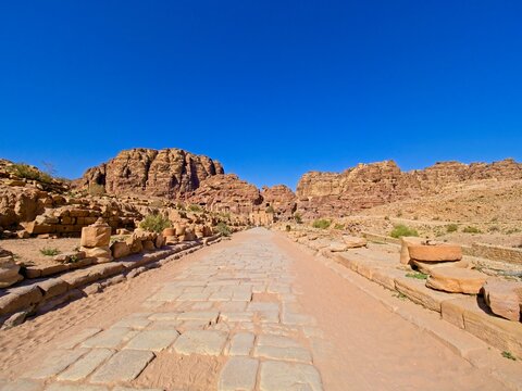 Colonnaded Street in ancient city Petra, Jordan