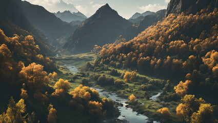 Enchanted Hours: Countryside Landscapes in Autumn and Spring - Generated AI