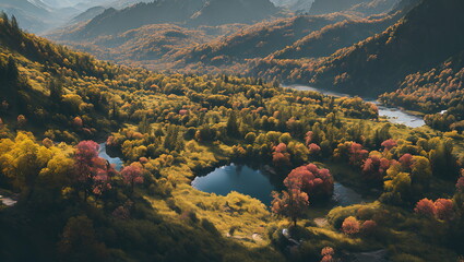 Enchanted Hours: Countryside Landscapes in Autumn and Spring - Generated AI
