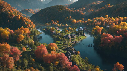 Enchanted Hours: Countryside Landscapes in Autumn and Spring - Generated AI