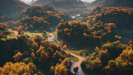 Enchanted Hours: Countryside Landscapes in Autumn and Spring - Generated AI