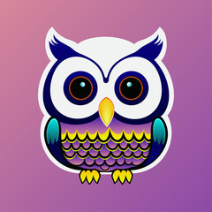 Cute cartoon Owl - Owl vector illustration. Owl on a purple background. Vector illustration.