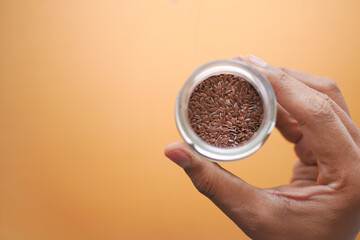 top view of chia seed in a container ,