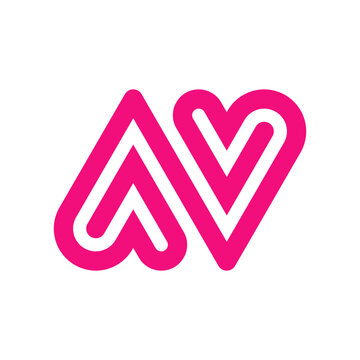 Letter AV or N heart logo design