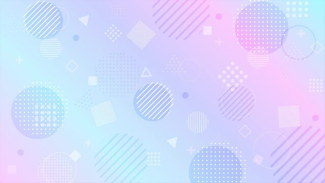 パープルブルーのグラデーションと色々な形の抽象背景動画