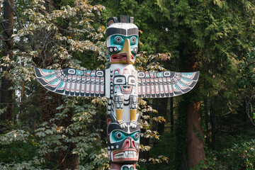 Native American Totem Pole in Vancouver, Canada