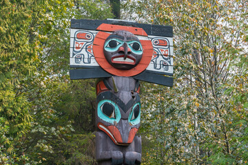 Native American Totem Pole in Vancouver, Canada