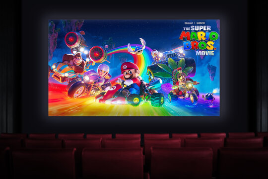The Super Mario Bros. Movie in the cinema. Astana, Kazakhstan - March 23, 2023.