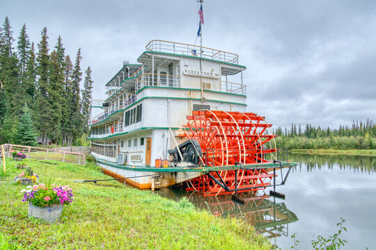 Riverboat Discovery III docked at Chena Village in Fairbanks, Alaska