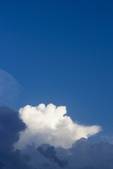 blue sky with dark and white clouds 