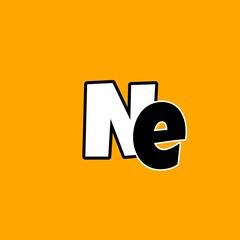 Ne logo design Initial Letter NE Linked Circle Lowercase Logo Black white Icon Design Template Element - Vector