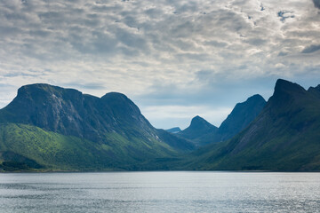 Landscape of the fjord of Senja,  Norway