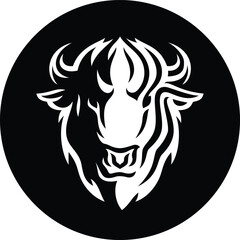 Bison Head Abstract Logo Design