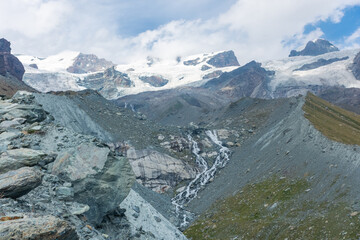 View of the Monte Rosa,  the second highest mountain in Europe, between Italy and Switzerland