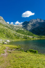 Naklejka na ściany i meble Beautiful view of Lake Arpy and Mont Blanc , Italy