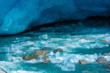 The Nigardsbreen Glacier, beautiful blue melting glacier in the Jostedalen National Park,  Norway