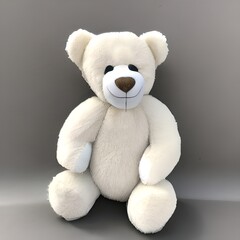 White teddy bear, cute plush toy, mascot ai Generated, generative AI, CGI graphics