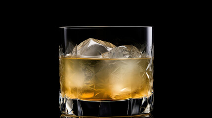 Elegant glass of whiskey on the rocks.
