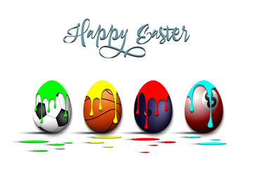 Happy Easter. Set eggs in the form of sport balls