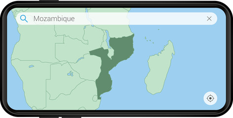 Searching map of Mozambique in Cell phone.