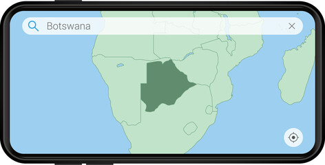 Searching map of Botswana in Cell phone.