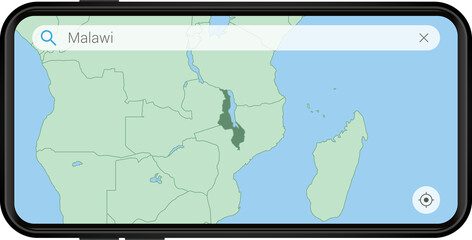 Searching map of Malawi in Cell phone.