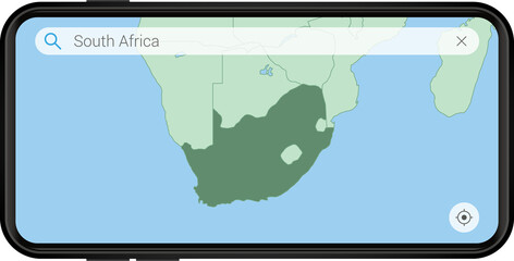 Searching map of South Africa in Cell phone.
