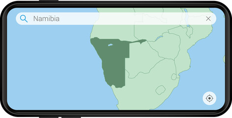 Searching map of Namibia in Cell phone.