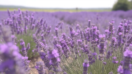 Fototapeta premium violet lavender field flowers landscape generative ai