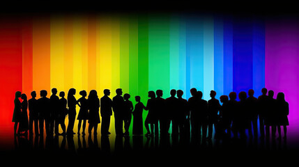 Silhouettes of people with the LGBT colors