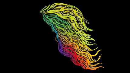 Vector on black background of woman's hair with LGBT colors
