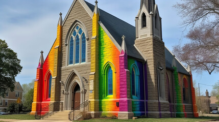 Church painted with LGBT colors - obrazy, fototapety, plakaty