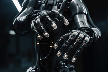 Fototapeta na wymiar robot arm robotic hand innovative technology generative ai