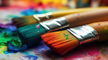 Fototapeta premium Brushes painting with LGBT colors
