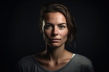Fototapeta premium Portrait of a young woman on a black background. Studio shot.