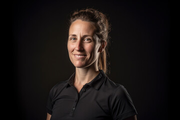 Obraz premium Portrait of a beautiful woman on a black background. Studio shot.