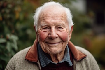 Portrait of a senior man smiling at the camera in the garden