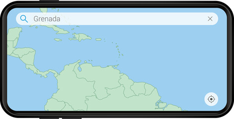 Searching map of Grenada in Cell phone.