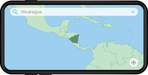 Searching map of Nicaragua in Cell phone.